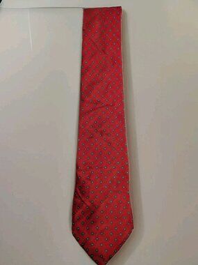 Anthony Foxx Men's Red Tie With Geometric Shapes 100% Silk Preppy Necktie Tie